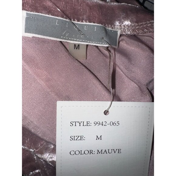 Womens Mauve Striped Velvet Long Sleeve Top Size M - Picture 2 of 6